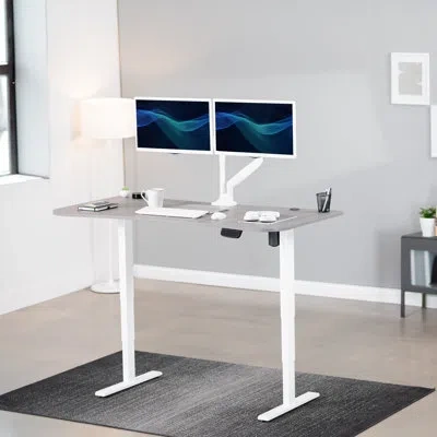 Vivo 63” X 32” Electric Height Adjustable Stand Up Desk In Dark Gray,white