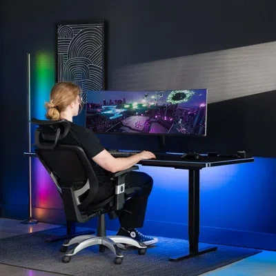 Vivo Black 71" X 30" Full Size Desk Pad With Rgb Ambient Lighting
