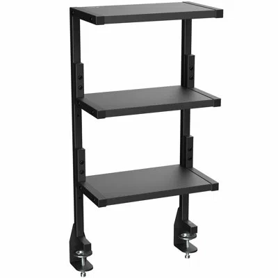 Vivo Black Clamp-on 13" Above Or Below Desk 3-tier Shelving Unit, Desk Organizer