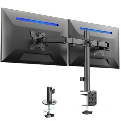 Vivo Black Dual Monitor Adjustable Desk Mount, Fits Screens Up To 24"