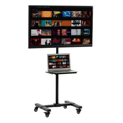 Vivo Black Mobile Tv Cart With Storage Shelf