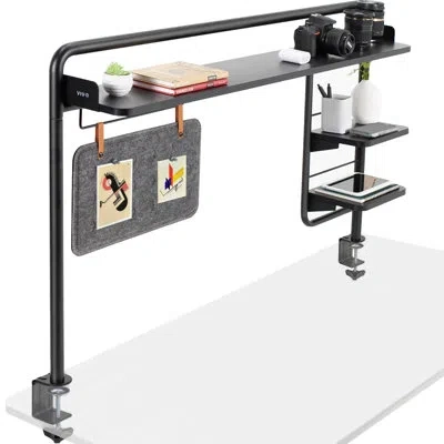 Vivo Clamp-on Desktop Shelving System With Magnetic Memo Board In Black