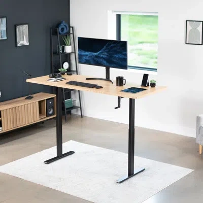 Vivo Crank Height Adjustable Desk Frame In Black