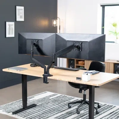 Vivo Dual Ultrawide 40" Computer Monitor Desk Mount With Pneumatic Spring Arms (stand-v220q) In Black