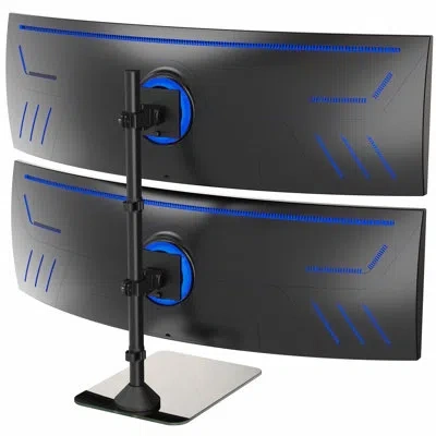Vivo Dual Ultrawide Monitor Desk Stand With Glass Base, 2 Screens Up To 49" In Black