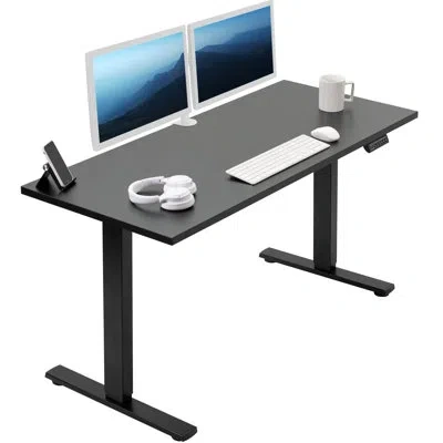 Vivo Electric 55" X 24" Square Corner Desk (1b55s Series) In Black,black