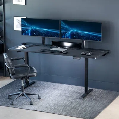 Vivo Electric 71" X 30" Desk, Full Pad, Hidden Cable Tabletop, Frame In Black