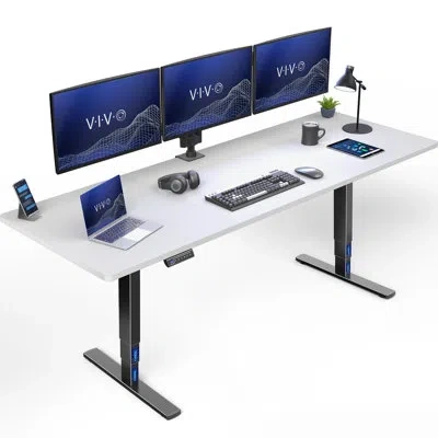Vivo Electric 83" X 30" Stand Up Desk Workstation In White