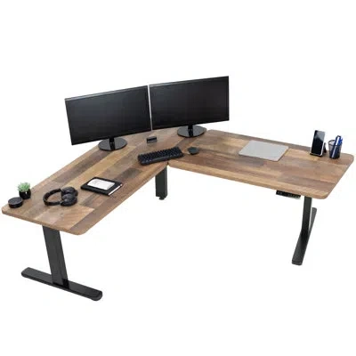 Vivo Electric 83" X 60" Stand Up Corner Desk In Black