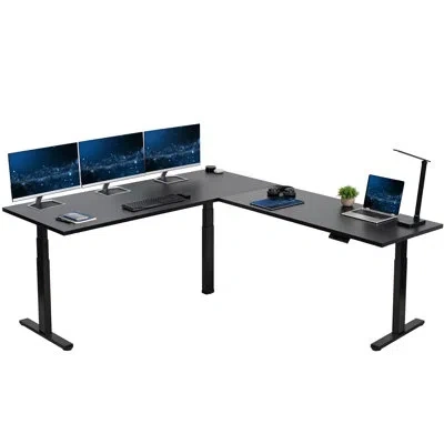 Vivo Electric 84" X 71" Stand Up Corner Desk In Black