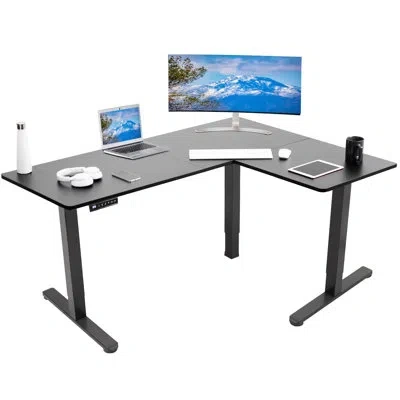 Vivo Electric Corner Standing Desk In Black