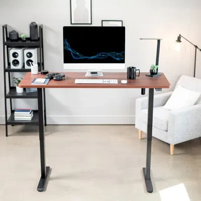 Vivo Electric Height Adjustable Desk, Desk-kit-b06b Series In Dark Walnut,black