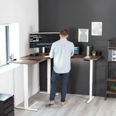 Vivo Electric Multi Motor Corner Desk Frame (desk-v123e Series) In White