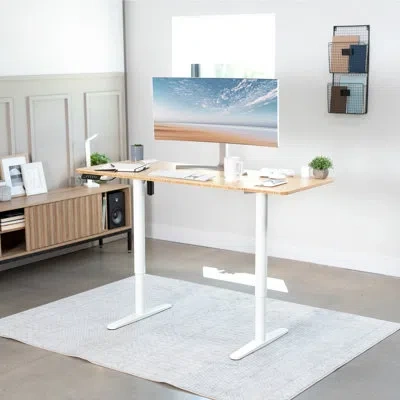 Vivo Electric Single Motor Stand Up Desk Frame (frame Only) In White