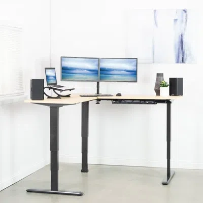 Vivo Electric Sit Standing Corner Height Desk L Frame Motor Ergonomic Adjustable In Black