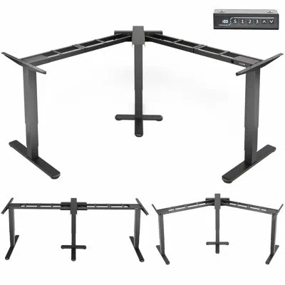 Vivo Electric Triple Motor 3 Leg L Or I-shaped Sit-stand Desk Frame In Black