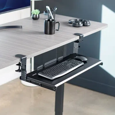 Vivo Extra Sturdy Clamp-on Computer Keyboard And Mouse Under Desk Slider Tray In Black