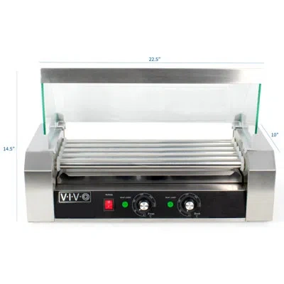 Vivo Five Roller Electric Hot Dog Machine With Sanitation Hood In Silver