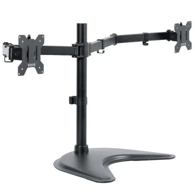 Vivo Freestanding Dual Monitor Desk Stand, Fits Ultrawide Screens Up To 38" In Black