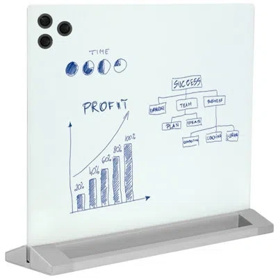 Vivo Glass Dry Erase Board Desktop Divider | 23" X 19" Whiteboard Partition In Clear