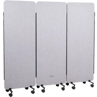 Vivo Gray 73 X 66 Inch Mobile Privacy Panel Office Partition On Wheels, 3 Panels
