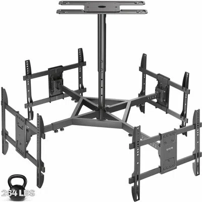 Vivo Hanging Quad-tv Ceiling Mount For 32” To 50” Screens, 2.5ft Pole In Black