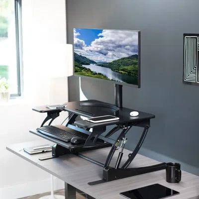 Vivo Height Adjustable 32" Desk Monitor Riser (desk-v000vs) In Black