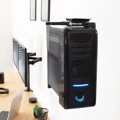 Vivo Large Under-desk And Wall Pc Mount, Computer Case Holder With 135° Swivel In Black