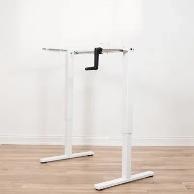 Vivo Manual Height Adjustable Stand Up Desk Frame Crank System, M051mb Series In White