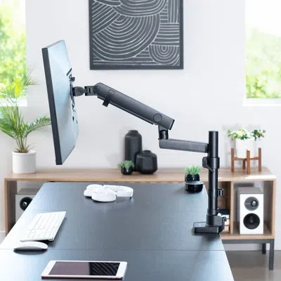 Vivo Mechanical Arm Single Monitor Desk Mount With Usb In Black