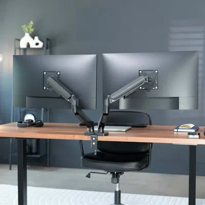 Vivo Mechanical Spring Dual Monitor Desk Mount (stand-v002o) In Black