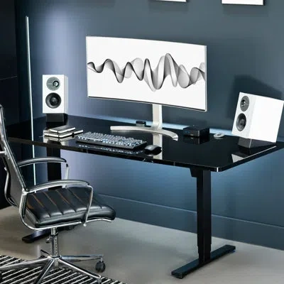 Vivo Medium Angled Desktop Speaker Stands - 2 Pack In Black