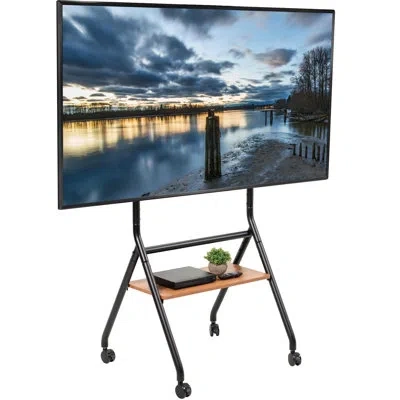 Vivo Mobile Heavy-duty Height Adjustable Studio Tv Cart, Fits 37" To 86" Screens In Black