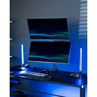 Vivo Pneumatic Arm Dual Ultrawide Monitor Desk Mount For Computer Screens To 49" In Black