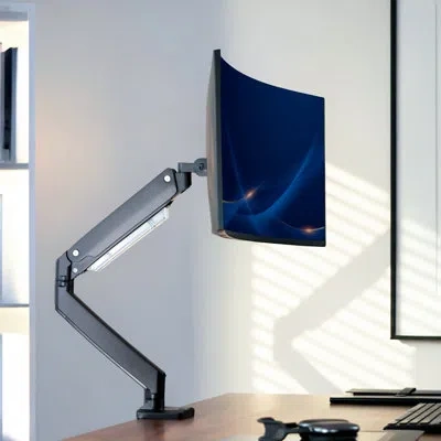 Vivo Pneumatic Arm Single Monitor Desk Mount In Black