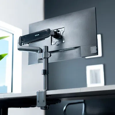 Vivo Pneumatic Arm Single Monitor Desk Mount In Black