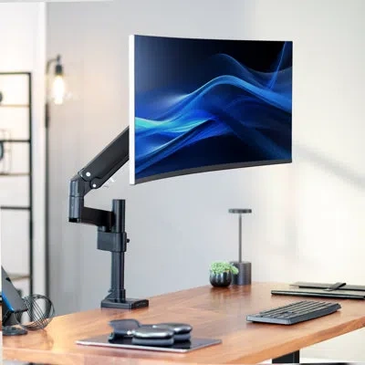 Vivo Pneumatic Arm Single Monitor Desk Mount With Usb In Black