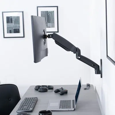 Vivo Pneumatic Arm Single Monitor Wall Mount In Black