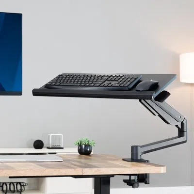 Vivo Pneumatic Heavy Duty Clamp-on 24 Inch Keyboard Tray In Black