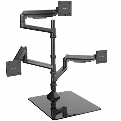 Vivo Pneumatic Triple Ultrawide Monitor Desk Stand, Up To 49 Inch Computer Screens In Black