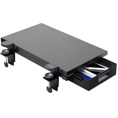 Vivo Premium Clamp-on 24" X 14" Desk Extension With Storage Drawer (desk-ext24d) In Black
