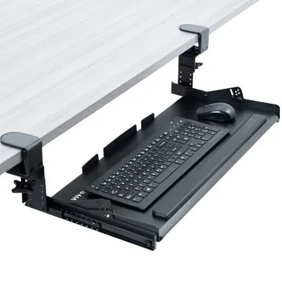Vivo Premium Height Adjustable Clamp-on Tilting Computer Keyboard And Mouse Tray In Black