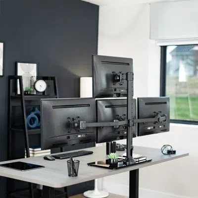 Vivo Quad Monitor Desk Stand In Black