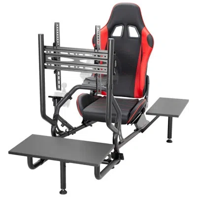 Vivo Racing Simulator Cockpit With Wheel Stand, Gear Mount, Tv Mount, Shelf Kit (stand-kit-race1bs) In Black;red