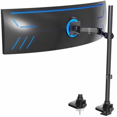 Vivo Single Ultrawide Monitor Extra Tall Desk Mount For Computer Screens To 49" In Black