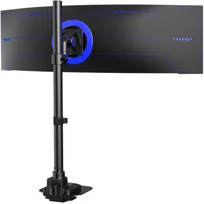 Vivo Single Ultrawide Monitor Tall Desk Mount, Fits Computer Screens Up To 57" In Black