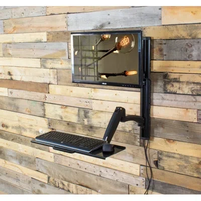 Vivo Sit To Stand Single Monitor Wall Mount Workstation In Black