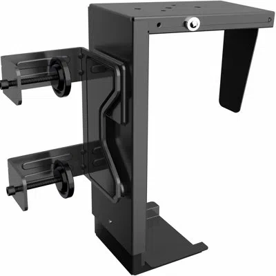Vivo Steel Adjustable Clamp-on Desk Leg Large Pc Mount, Computer Case Cpu Holder In Black
