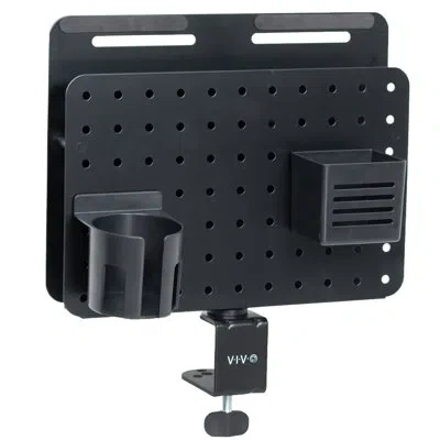 Vivo Steel Clamp-on Rotating Pegboard With Laptop Holder, Magnetic Organizer In Black