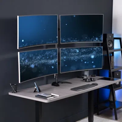 Vivo Telescoping Quad Ultra Wide Monitor Desk Stand, Stand-ts38b-4 In White
